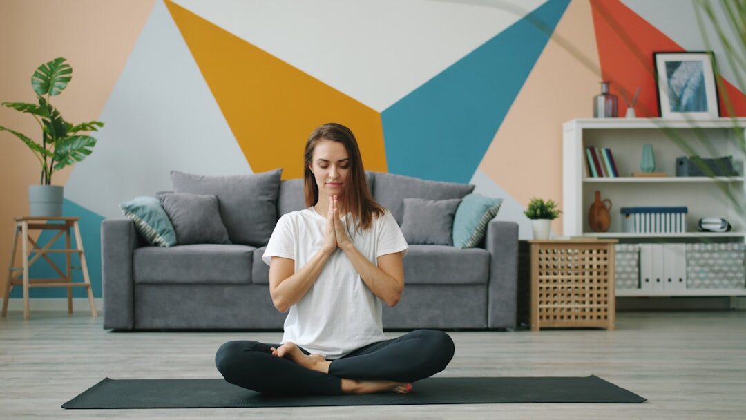 woman meditating at home